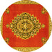 Round Medallion Yellow Traditional Rug, tr4546yw