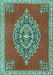 Machine Washable Medallion Turquoise Traditional Area Rugs, wshtr4546turq