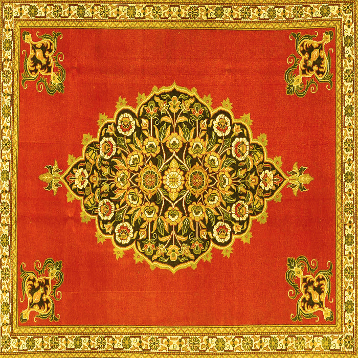 Square Medallion Yellow Traditional Rug, tr4546yw