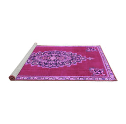 Sideview of Machine Washable Medallion Purple Traditional Area Rugs, wshtr4546pur