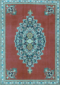 Medallion Light Blue Traditional Rug, tr4546lblu