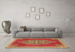 Machine Washable Medallion Brown Traditional Rug in a Living Room,, wshtr4546brn
