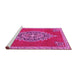 Sideview of Machine Washable Medallion Pink Traditional Rug, wshtr4546pnk