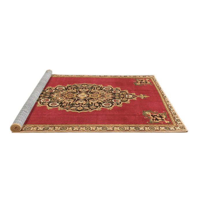 Sideview of Machine Washable Medallion Brown Traditional Rug, wshtr4546brn