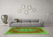 Machine Washable Medallion Green Traditional Area Rugs in a Living Room,, wshtr4546grn