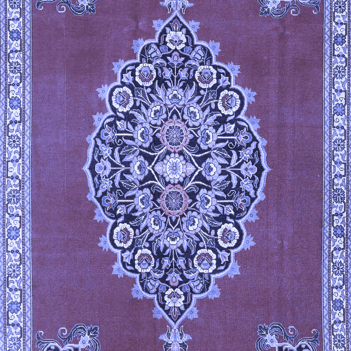Machine Washable Medallion Blue Traditional Rug, wshtr4546blu
