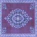 Square Machine Washable Medallion Blue Traditional Rug, wshtr4546blu