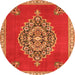 Machine Washable Medallion Orange Traditional Area Rugs, wshtr4546org