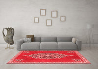 Machine Washable Medallion Red Traditional Rug, wshtr4546red