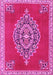 Machine Washable Medallion Pink Traditional Rug, wshtr4546pnk