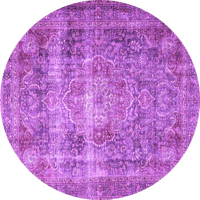 Round Medallion Purple Traditional Rug, tr4547pur