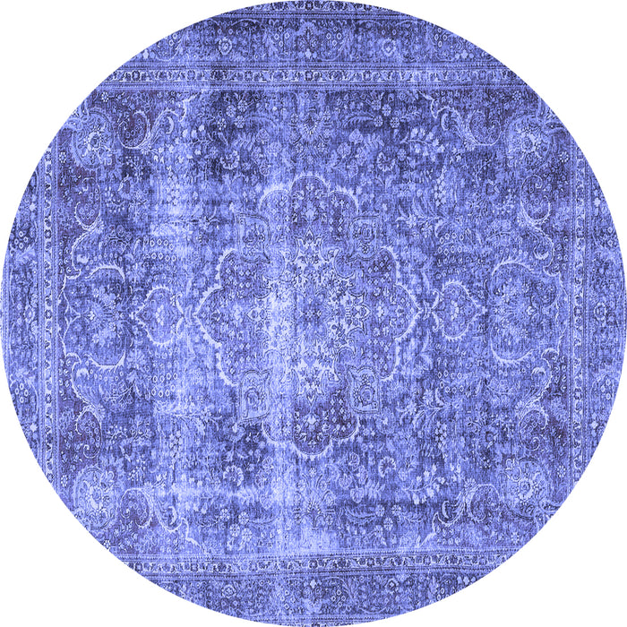 Round Medallion Blue Traditional Rug, tr4547blu