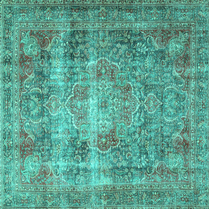 Square Medallion Turquoise Traditional Rug, tr4547turq