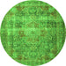 Square Medallion Green Traditional Rug, tr4547grn