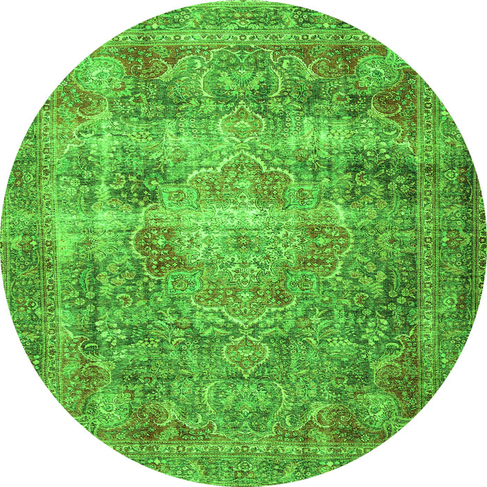 Machine Washable Medallion Green Traditional Area Rugs, wshtr4547grn