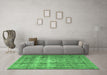 Machine Washable Medallion Emerald Green Traditional Area Rugs in a Living Room,, wshtr4547emgrn