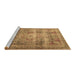 Sideview of Machine Washable Medallion Brown Traditional Rug, wshtr4547brn