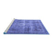 Sideview of Machine Washable Medallion Blue Traditional Rug, wshtr4547blu