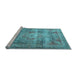 Sideview of Machine Washable Medallion Light Blue Traditional Rug, wshtr4547lblu