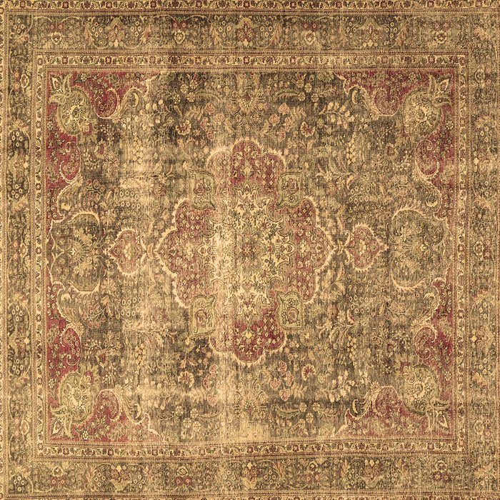 Square Machine Washable Medallion Brown Traditional Rug, wshtr4547brn