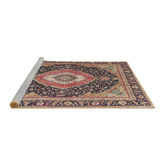 Sideview of Machine Washable Traditional Red Brown Rug, wshtr4548