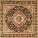 Square Medallion Brown Traditional Rug, tr4548brn