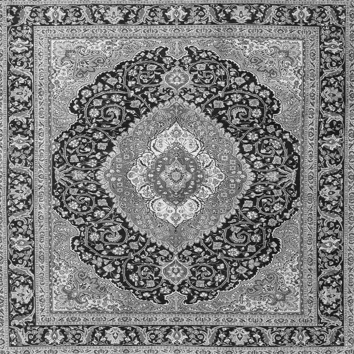 Round Machine Washable Medallion Gray Traditional Rug, wshtr4548gry