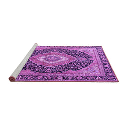 Sideview of Machine Washable Medallion Purple Traditional Area Rugs, wshtr4548pur