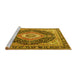 Sideview of Machine Washable Medallion Yellow Traditional Rug, wshtr4548yw