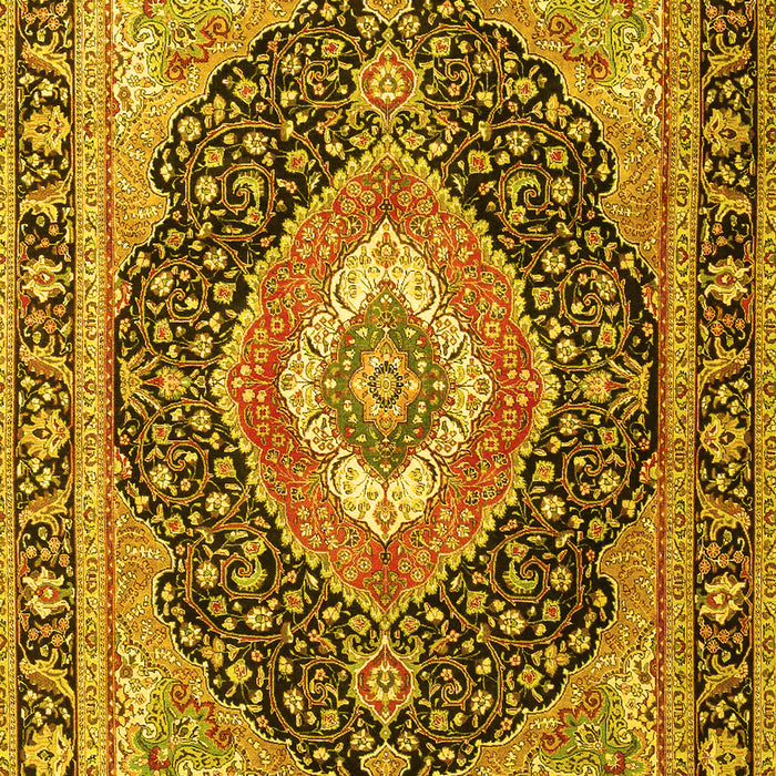 Machine Washable Medallion Yellow Traditional Rug, wshtr4548yw