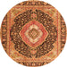 Machine Washable Medallion Orange Traditional Area Rugs, wshtr4548org