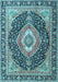 Machine Washable Medallion Light Blue Traditional Rug, wshtr4548lblu