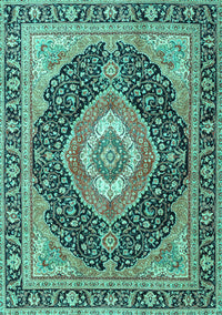 Medallion Turquoise Traditional Rug, tr4548turq