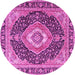 Round Machine Washable Medallion Pink Traditional Rug, wshtr4548pnk