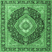 Square Machine Washable Medallion Emerald Green Traditional Area Rugs, wshtr4548emgrn