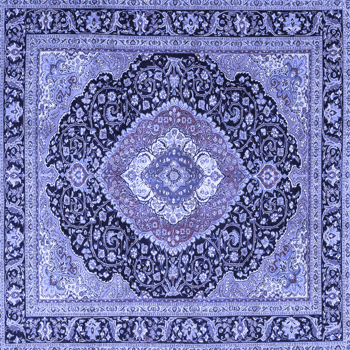 Square Machine Washable Medallion Blue Traditional Rug, wshtr4548blu