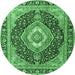 Round Medallion Emerald Green Traditional Rug, tr4548emgrn