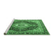 Sideview of Machine Washable Medallion Emerald Green Traditional Area Rugs, wshtr4548emgrn