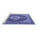 Sideview of Machine Washable Medallion Blue Traditional Rug, wshtr4548blu