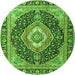 Square Medallion Green Traditional Rug, tr4548grn