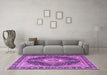 Machine Washable Medallion Purple Traditional Area Rugs in a Living Room, wshtr4548pur