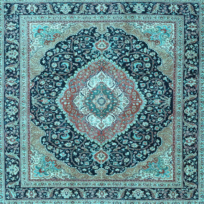 Square Medallion Light Blue Traditional Rug, tr4548lblu