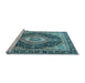 Sideview of Machine Washable Medallion Light Blue Traditional Rug, wshtr4548lblu