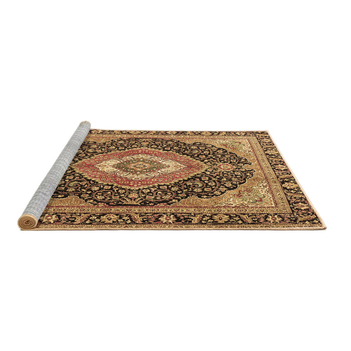 Sideview of Machine Washable Medallion Brown Traditional Rug, wshtr4548brn