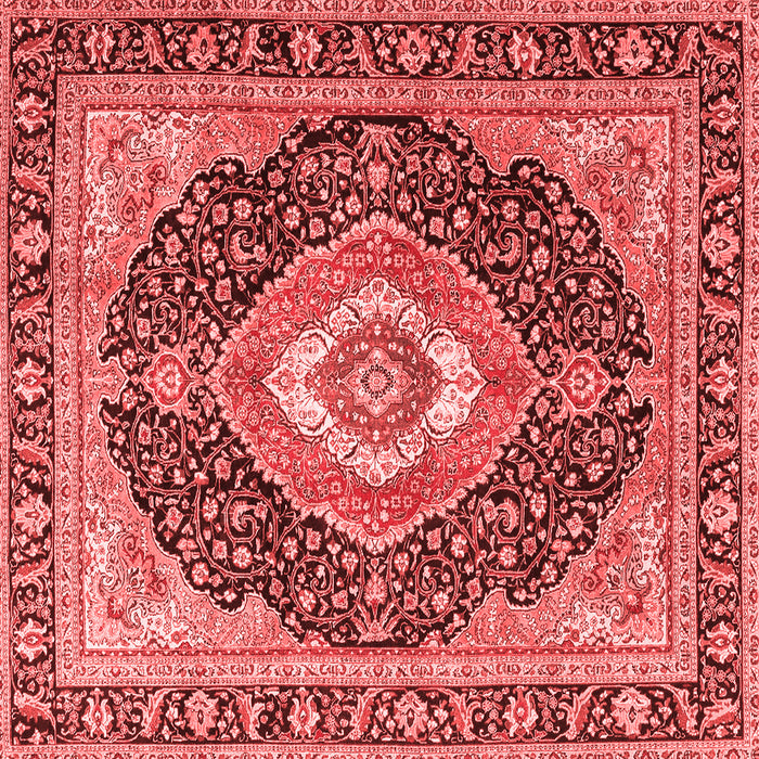 Machine Washable Medallion Red Traditional Rug, wshtr4548red