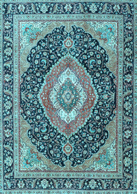 Medallion Light Blue Traditional Rug, tr4548lblu