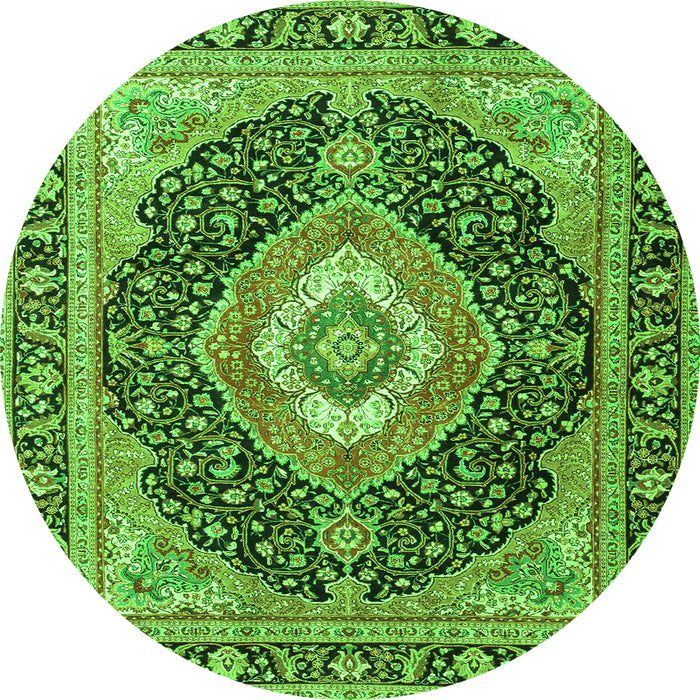 Machine Washable Medallion Green Traditional Area Rugs, wshtr4548grn