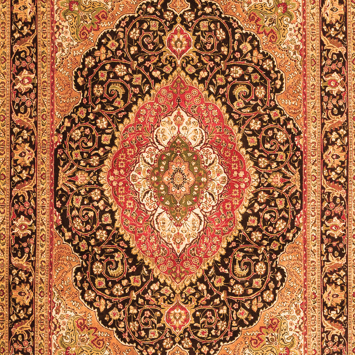 Serging Thickness of Machine Washable Medallion Orange Traditional Area Rugs, wshtr4548org