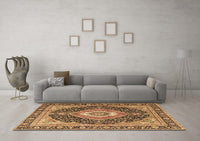 Machine Washable Medallion Brown Traditional Rug, wshtr4548brn