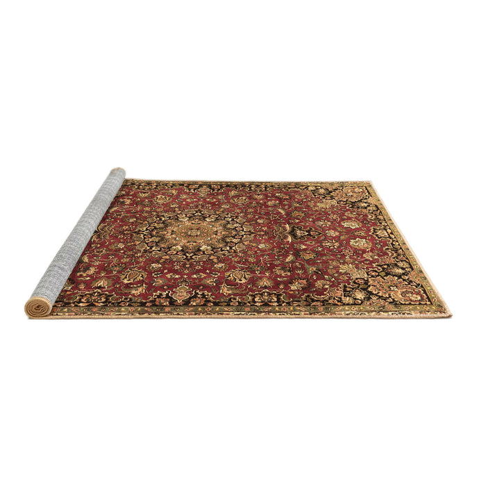 Sideview of Machine Washable Medallion Brown Traditional Rug, wshtr4549brn